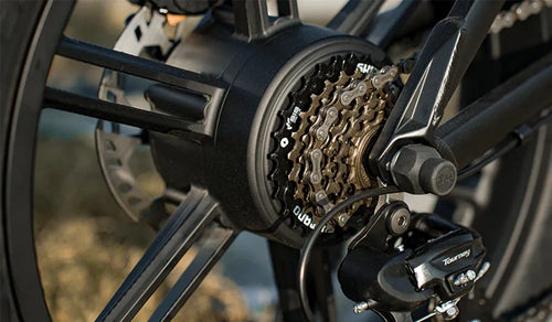 Electric bicycle gears and chain close-up