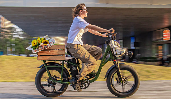 Woman riding electric bike