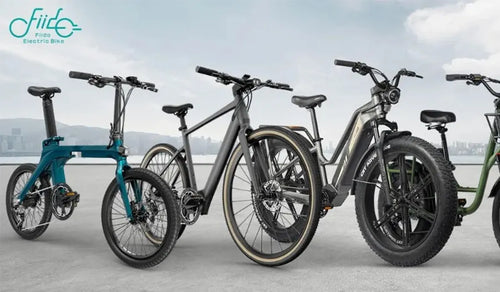 In the photo, four different bikes from the Fiido brand.