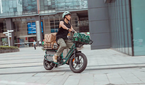 Fiido T2 electric bike, perfect for carrying groceries in the city.