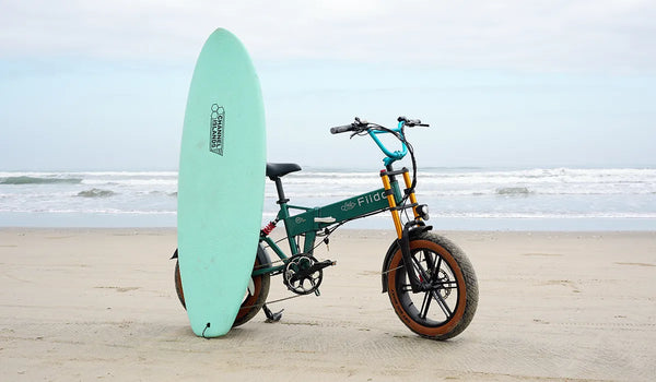 Fiido M1 pro electric bicycle parked on the beach