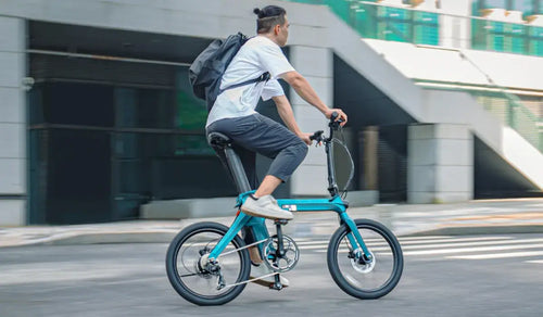 Lee commutes to work on a Fiido X foldable electric bicycle.