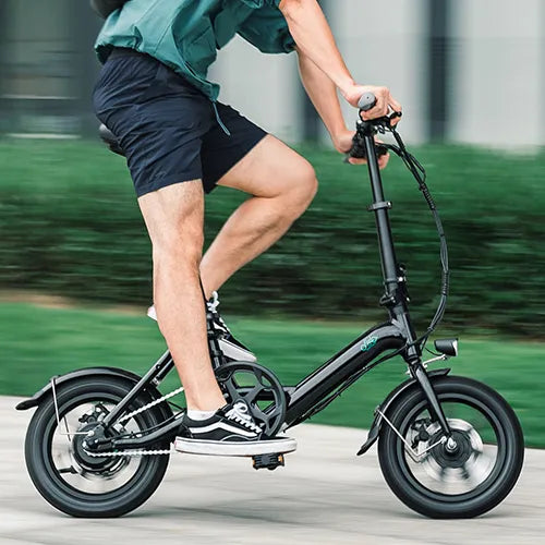 Man riding a Fiido mini e-bike